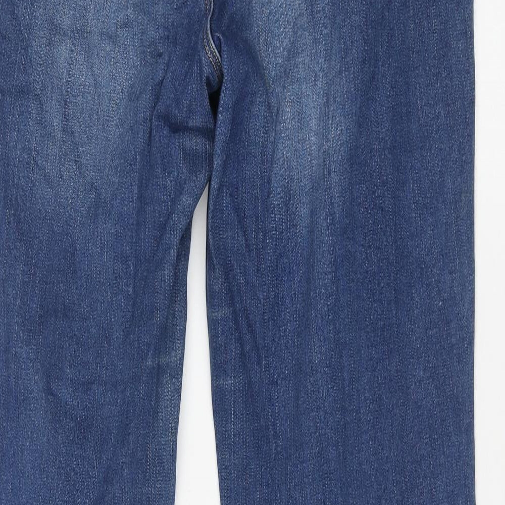 Marks and Spencer Womens Blue Cotton Straight Jeans Size 14 L30 in Regular Button
