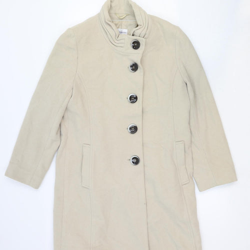 Grey Osbourn Womens Ivory Pea Coat Coat Size 12 Button