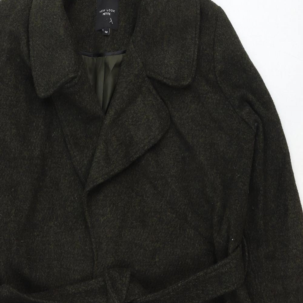 New Look Womens Grey Overcoat Coat Size 12 Tie