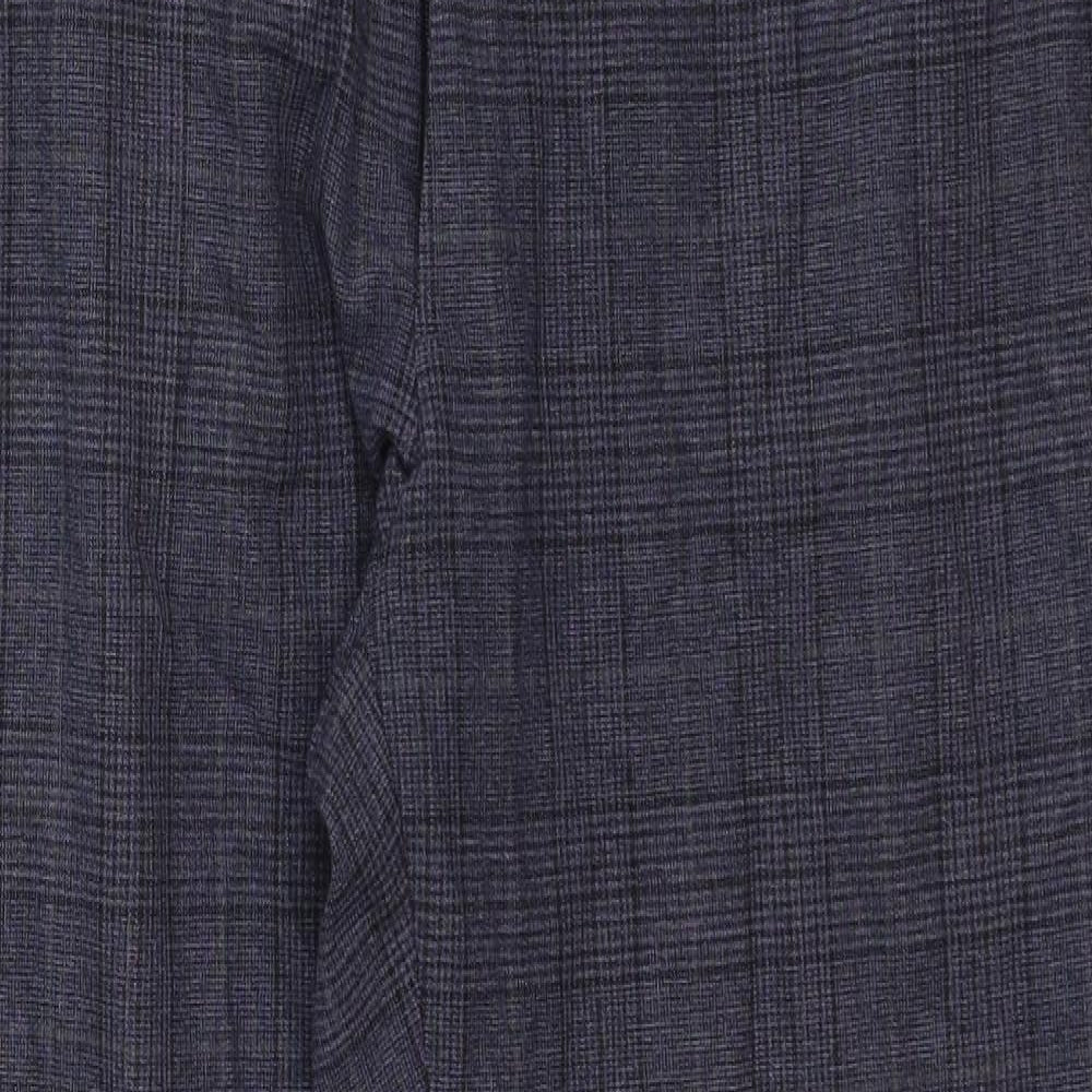 Marks and Spencer Mens Grey Plaid Wool Trousers Size 36 in Regular Zip