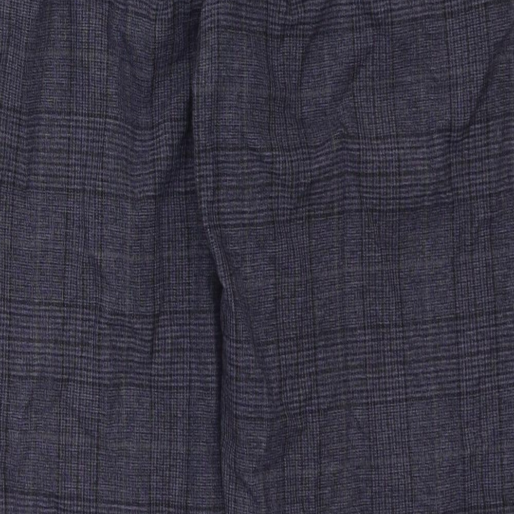 Marks and Spencer Mens Grey Plaid Wool Trousers Size 36 in Regular Zip