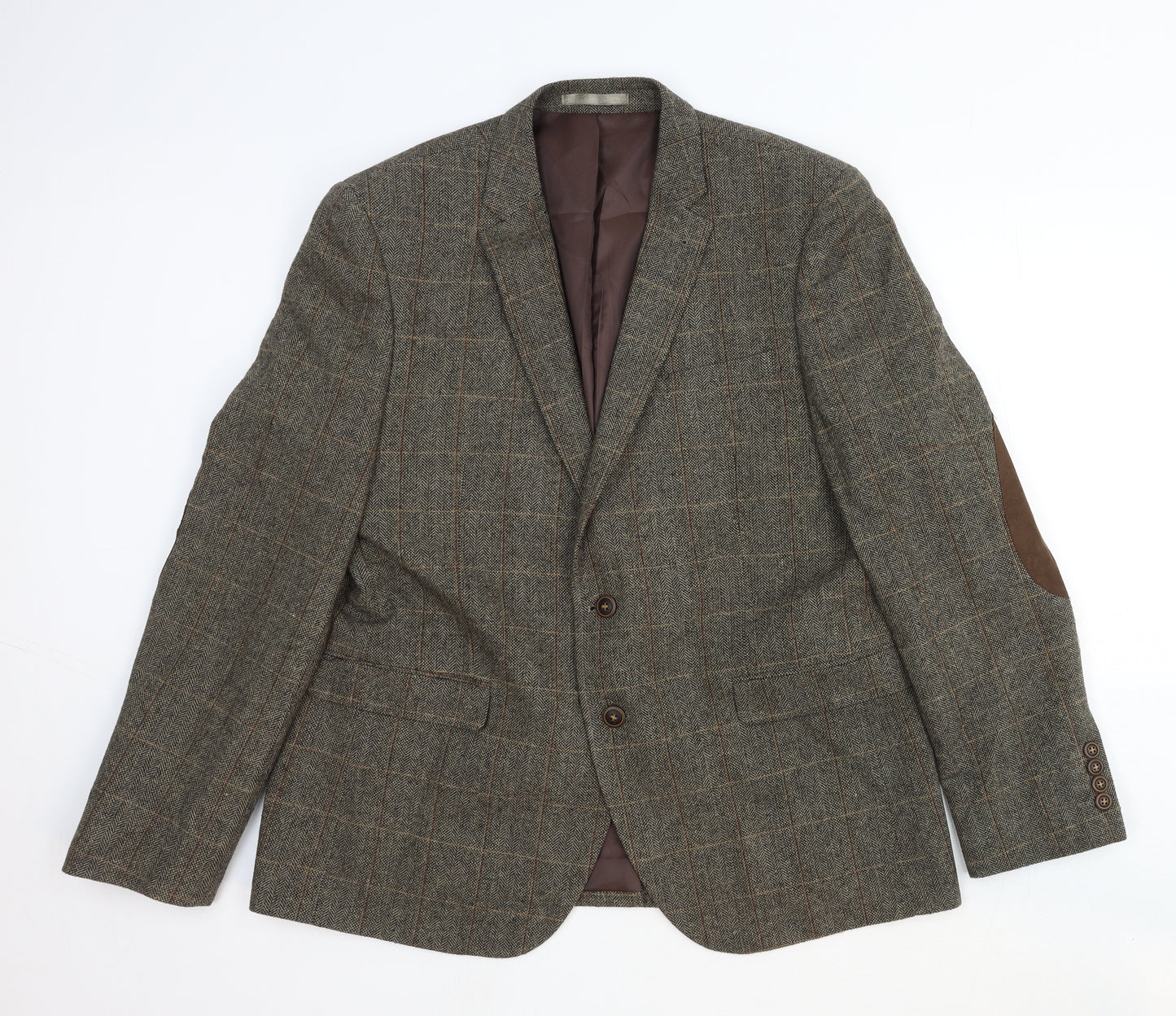 Cedar Wood State Mens Brown Herringbone Wool Jacket Blazer Size XL Regular