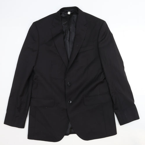 Marks and Spencer Mens Black Wool Jacket Suit Jacket Size 40 Regular