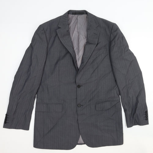Marks and Spencer Mens Grey Striped Wool Jacket Suit Jacket Size 40 Regular