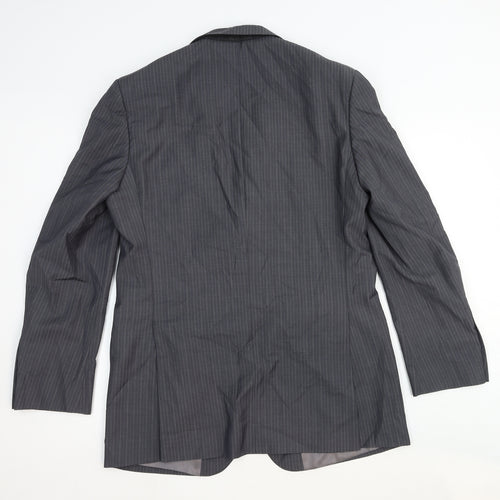 Marks and Spencer Mens Grey Striped Wool Jacket Suit Jacket Size 40 Regular