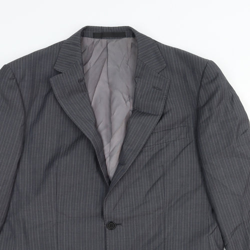 Marks and Spencer Mens Grey Striped Wool Jacket Suit Jacket Size 40 Regular