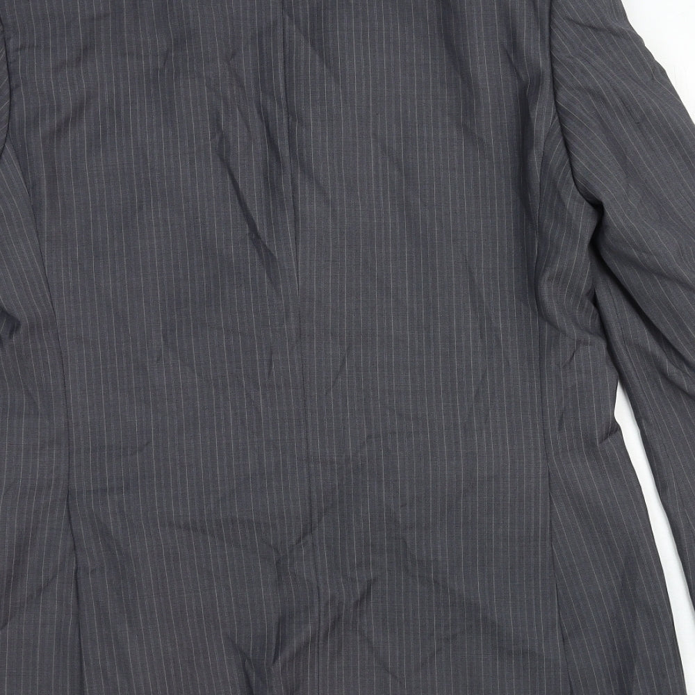 Marks and Spencer Mens Grey Striped Wool Jacket Suit Jacket Size 40 Regular