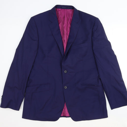 Performance suit Mens Blue Wool Jacket Suit Jacket Size 40 Regular