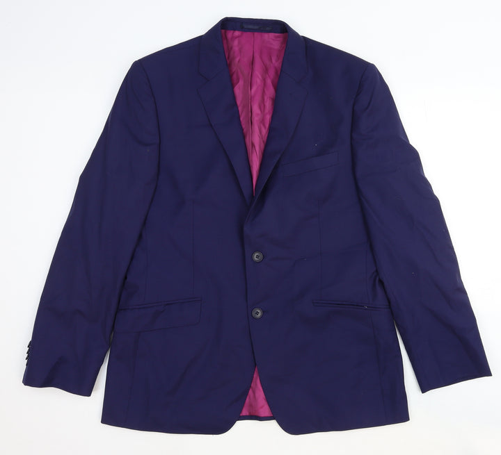 Performance suit Mens Blue Wool Jacket Suit Jacket Size 40 Regular