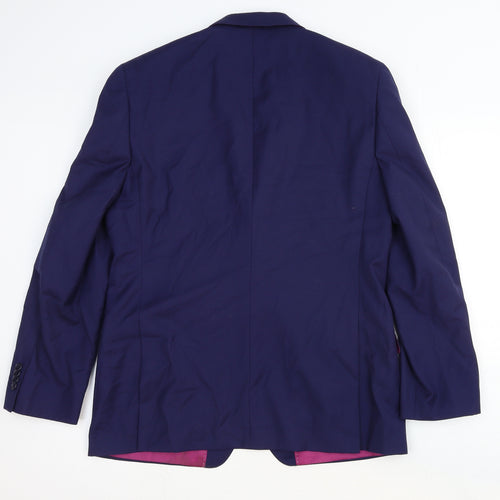 Performance suit Mens Blue Wool Jacket Suit Jacket Size 40 Regular