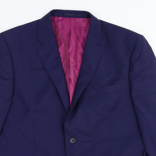 Performance suit Mens Blue Wool Jacket Suit Jacket Size 40 Regular