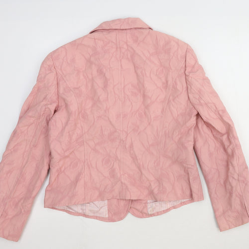 Betty Barclay Womens Pink Floral Wool Jacket Blazer Size L