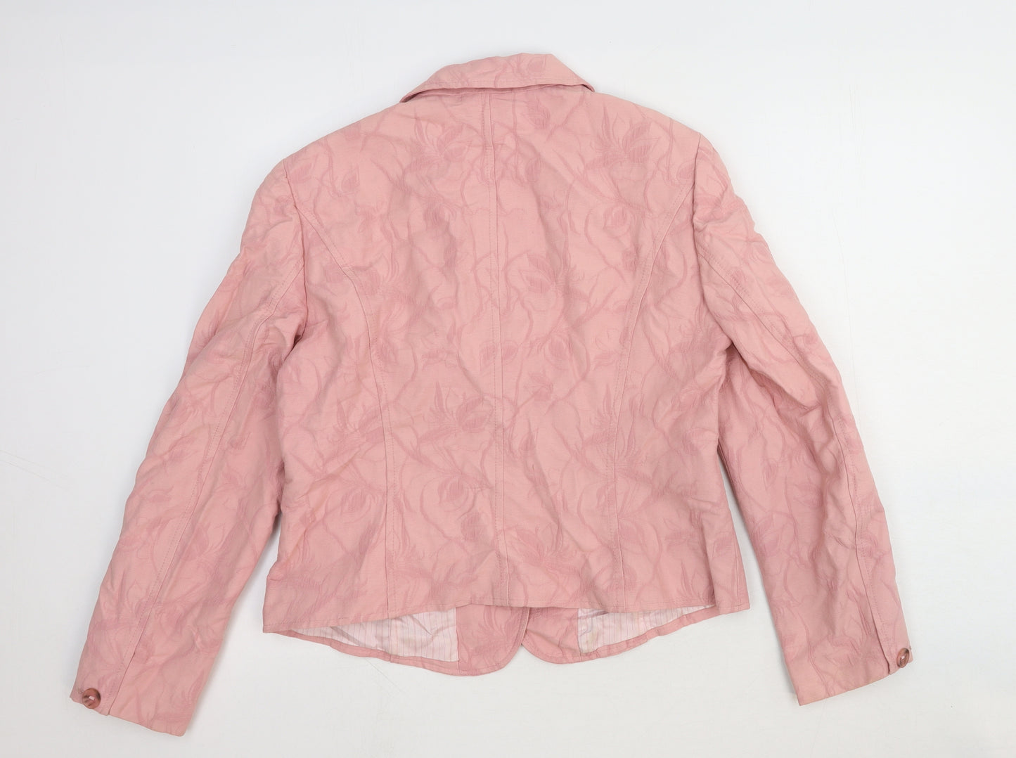 Betty Barclay Womens Pink Floral Wool Jacket Blazer Size L
