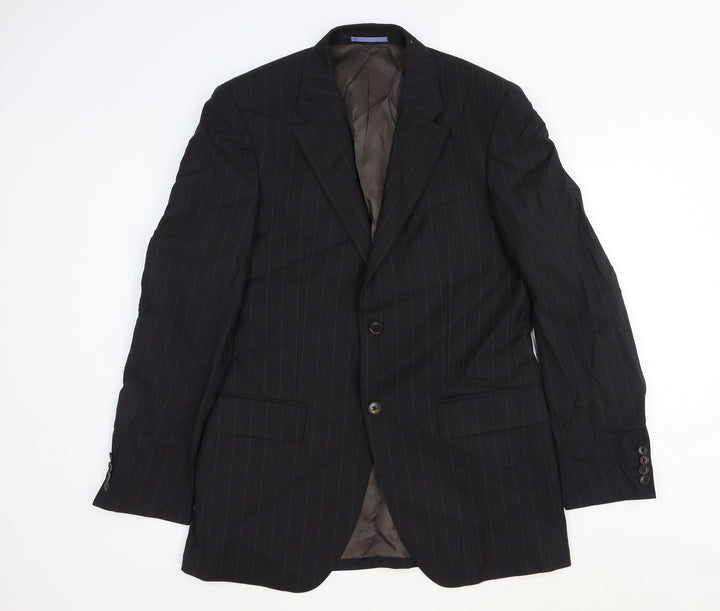 NEXT Mens Black Striped Wool Jacket Suit Jacket Size 40 Regular