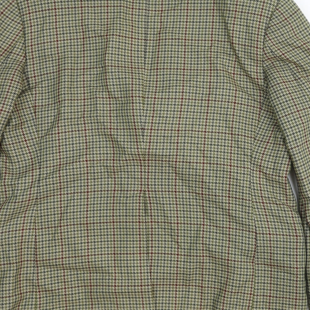 Percy Crowe Mens Brown Geometric Wool Jacket Blazer Size 44 Regular