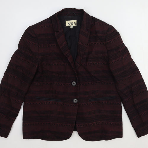 NW 3 Womens Red Striped Wool Jacket Blazer Size 12