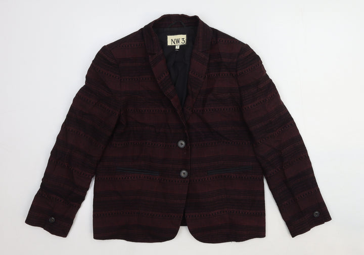 NW 3 Womens Red Striped Wool Jacket Blazer Size 12