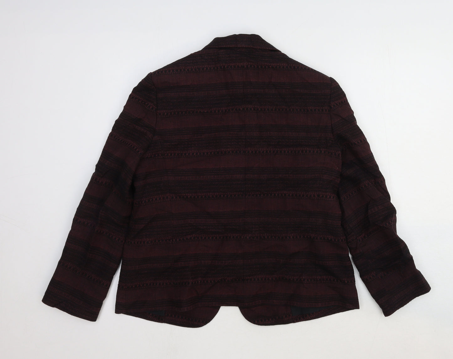 NW 3 Womens Red Striped Wool Jacket Blazer Size 12