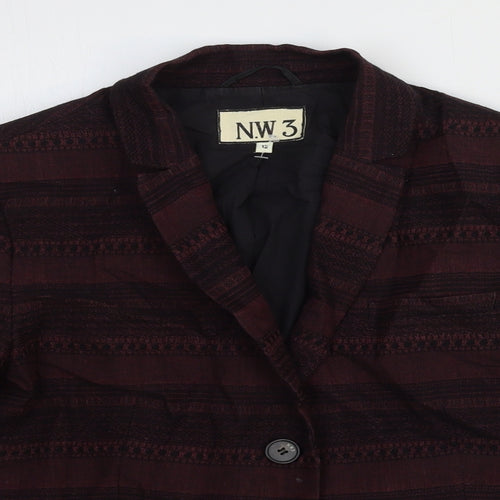 NW 3 Womens Red Striped Wool Jacket Blazer Size 12