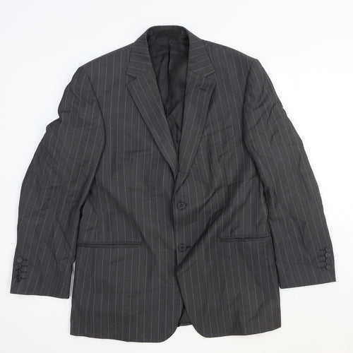 Marks and Spencer Mens Grey Striped Wool Jacket Suit Jacket Size 40 Regular