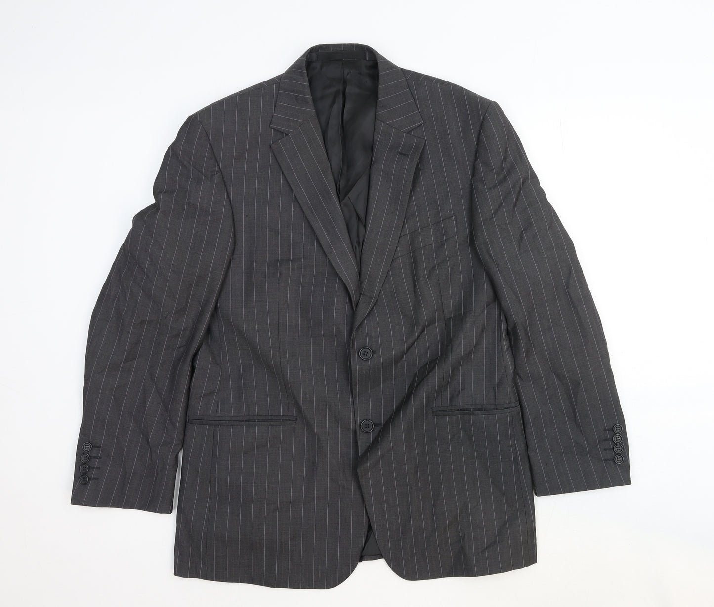 Marks and Spencer Mens Grey Striped Wool Jacket Suit Jacket Size 40 Regular