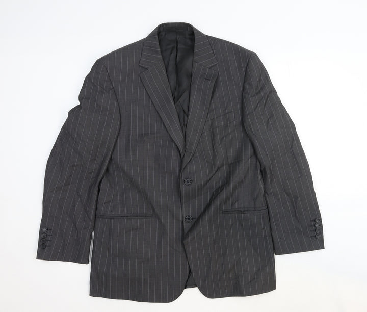 Marks and Spencer Mens Grey Striped Wool Jacket Suit Jacket Size 40 Regular