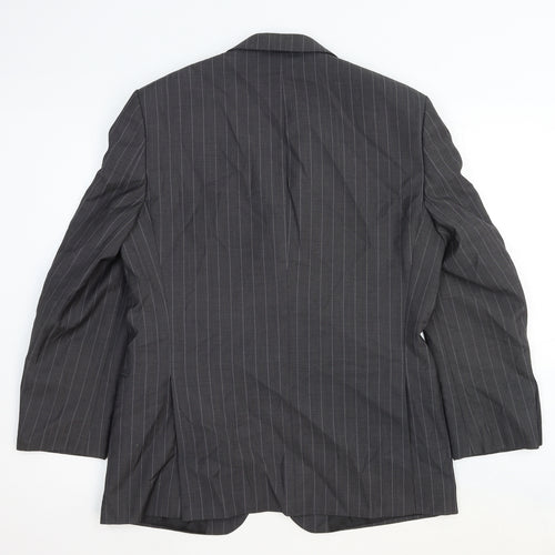 Marks and Spencer Mens Grey Striped Wool Jacket Suit Jacket Size 40 Regular