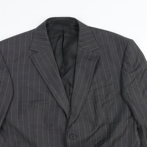 Marks and Spencer Mens Grey Striped Wool Jacket Suit Jacket Size 40 Regular