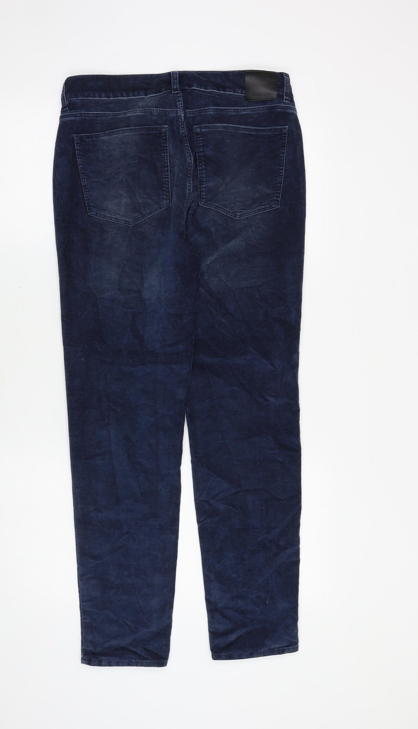 Massimo Dutti Womens Blue Cotton Trousers Size 30 in Regular Zip