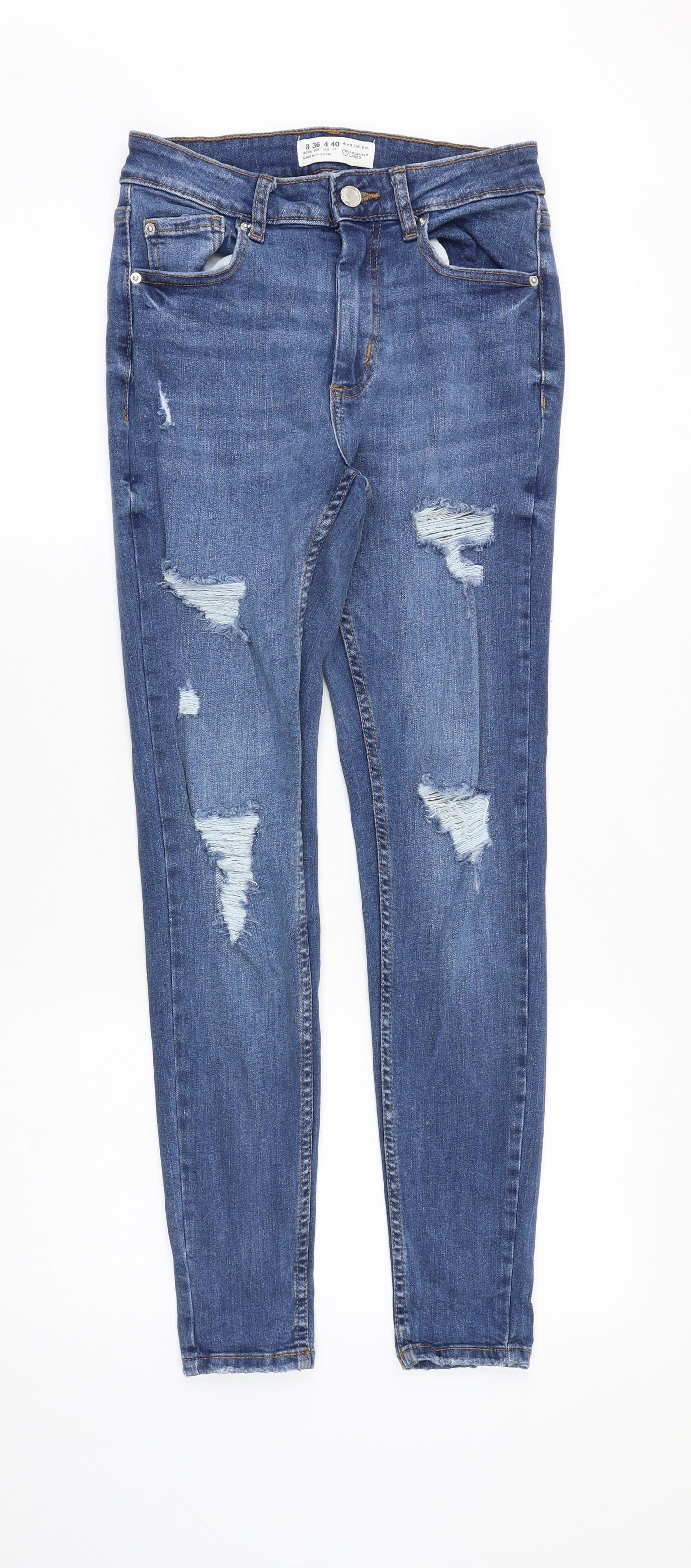 Denim & Co. Womens Blue Cotton Skinny Jeans Size 8 Slim Zip