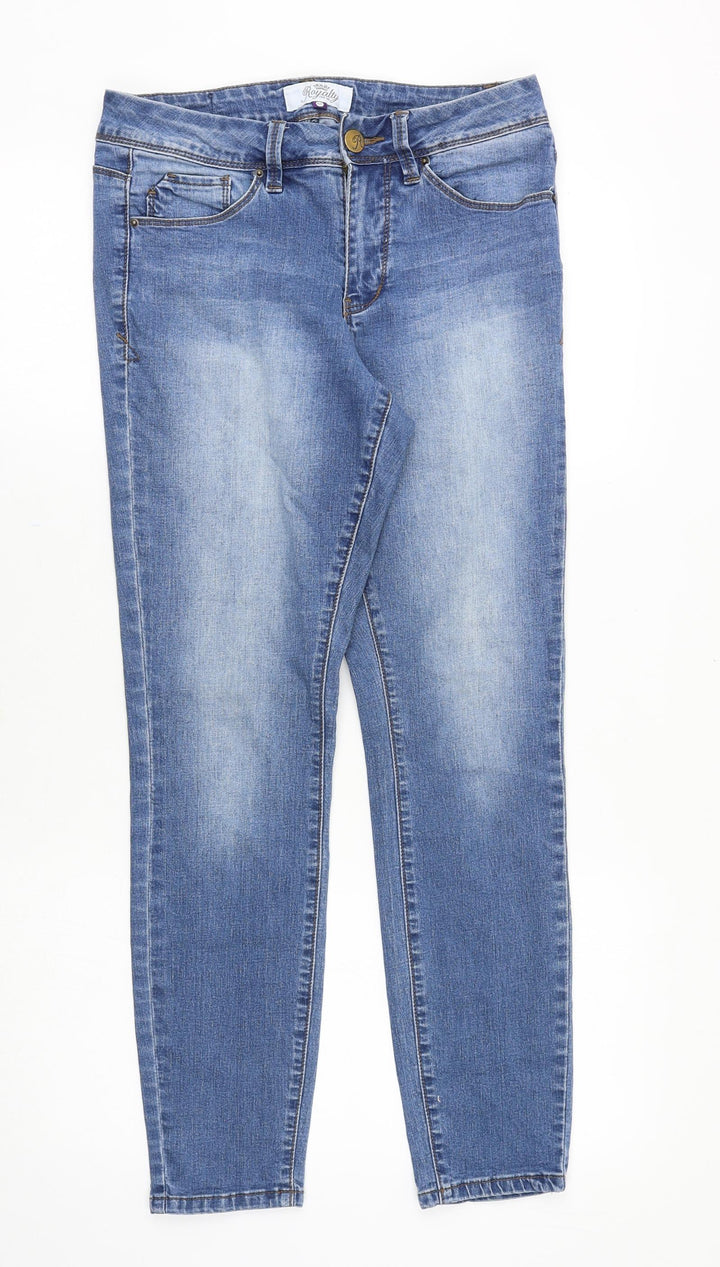 Royalty Womens Blue Cotton Skinny Jeans Size 6 Slim Zip