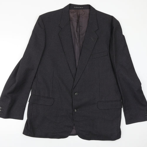 The Burton Collection Mens Grey Striped Wool Jacket Suit Jacket Size 46 Regular