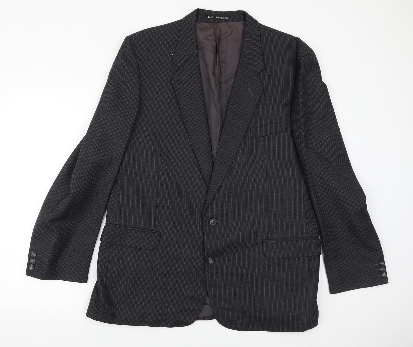 The Burton Collection Mens Grey Striped Wool Jacket Suit Jacket Size 46 Regular