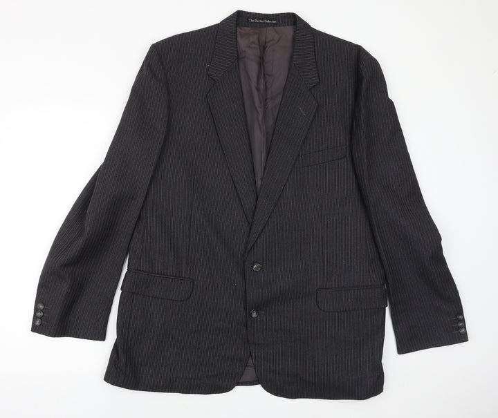 The Burton Collection Mens Grey Striped Wool Jacket Suit Jacket Size 46 Regular