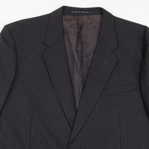 The Burton Collection Mens Grey Striped Wool Jacket Suit Jacket Size 46 Regular