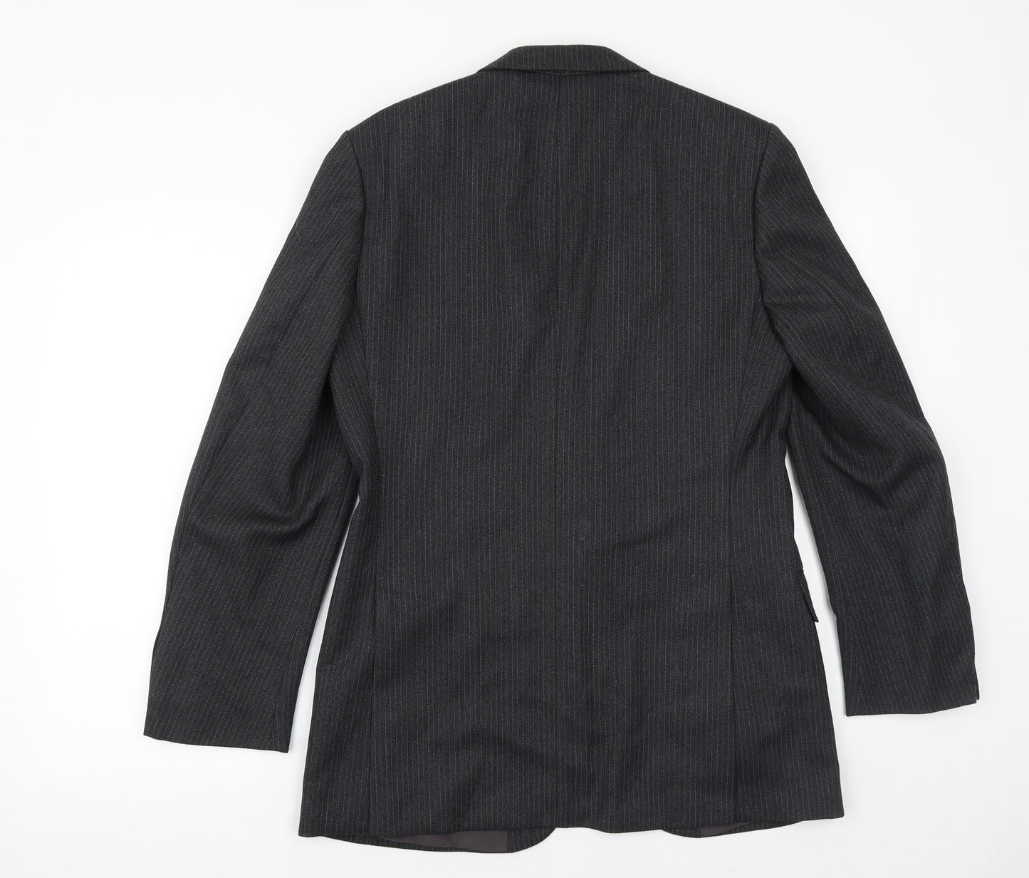 St Michael Mens Grey Striped Polyester Jacket Suit Jacket Size 38 Regular