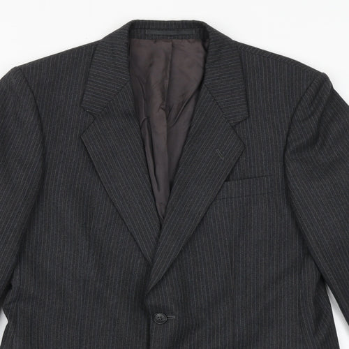 St Michael Mens Grey Striped Polyester Jacket Suit Jacket Size 38 Regular