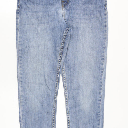 Nutmeg Womens Blue Cotton Straight Jeans Size 10 Relaxed Zip