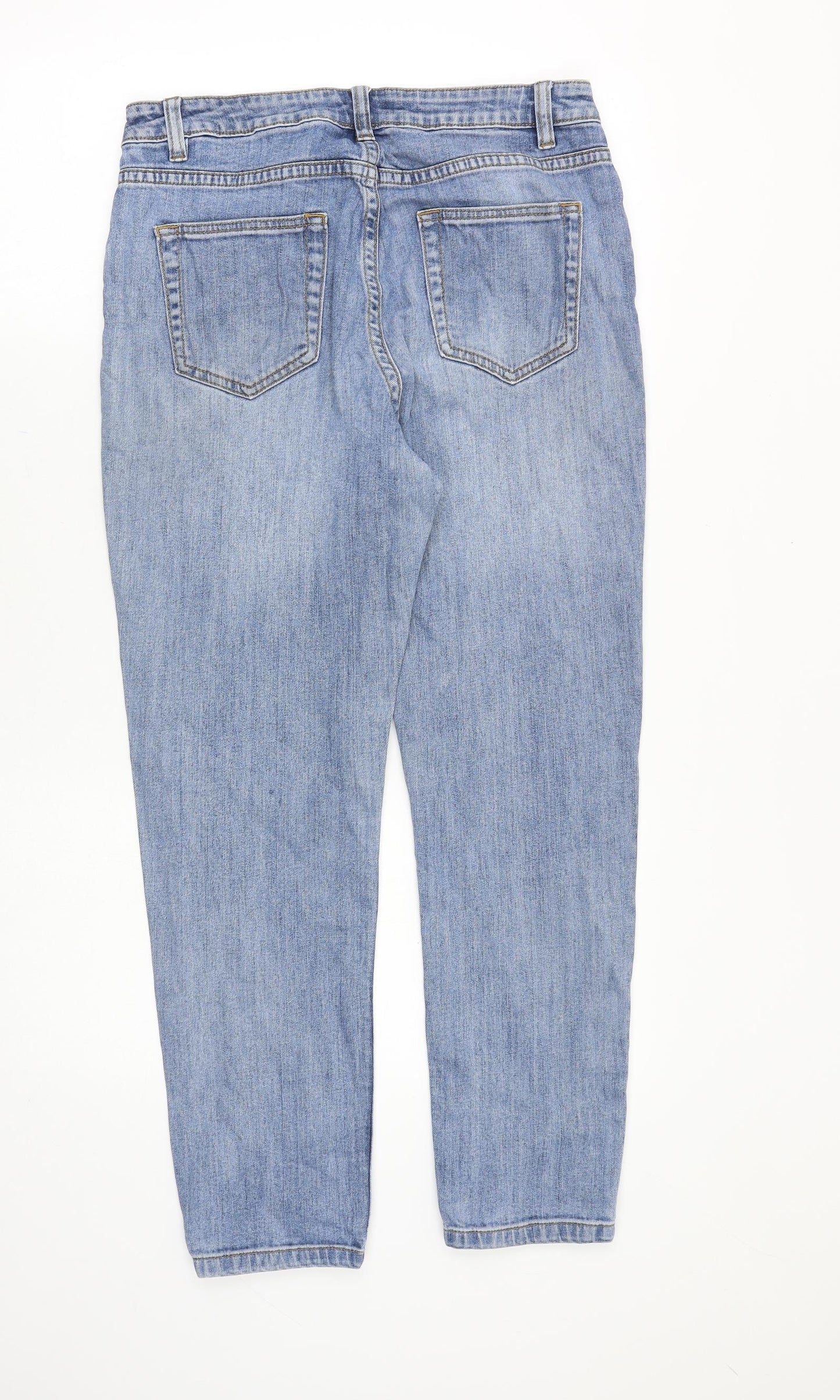 Nutmeg Womens Blue Cotton Straight Jeans Size 10 Relaxed Zip