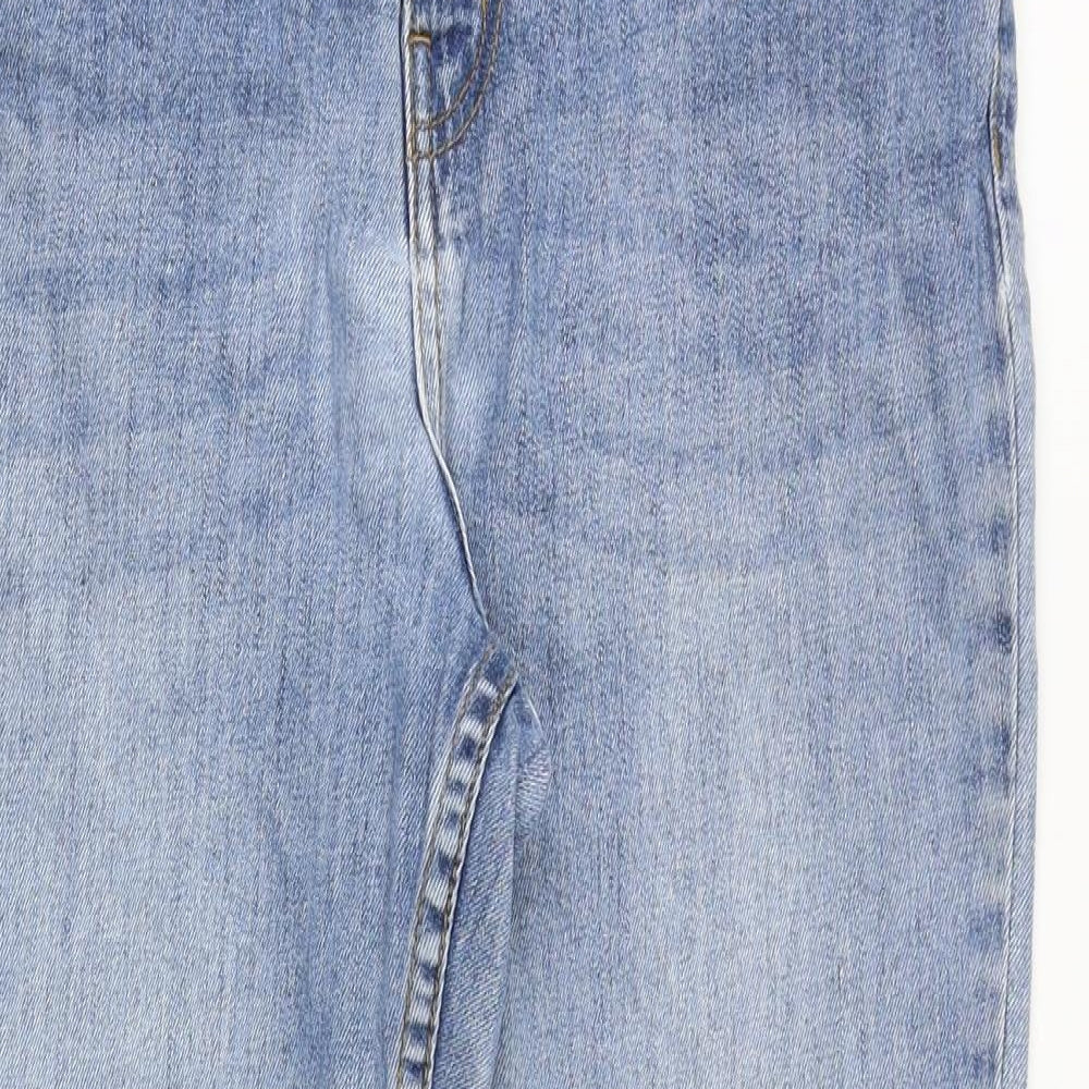 Nutmeg Womens Blue Cotton Straight Jeans Size 10 Relaxed Zip