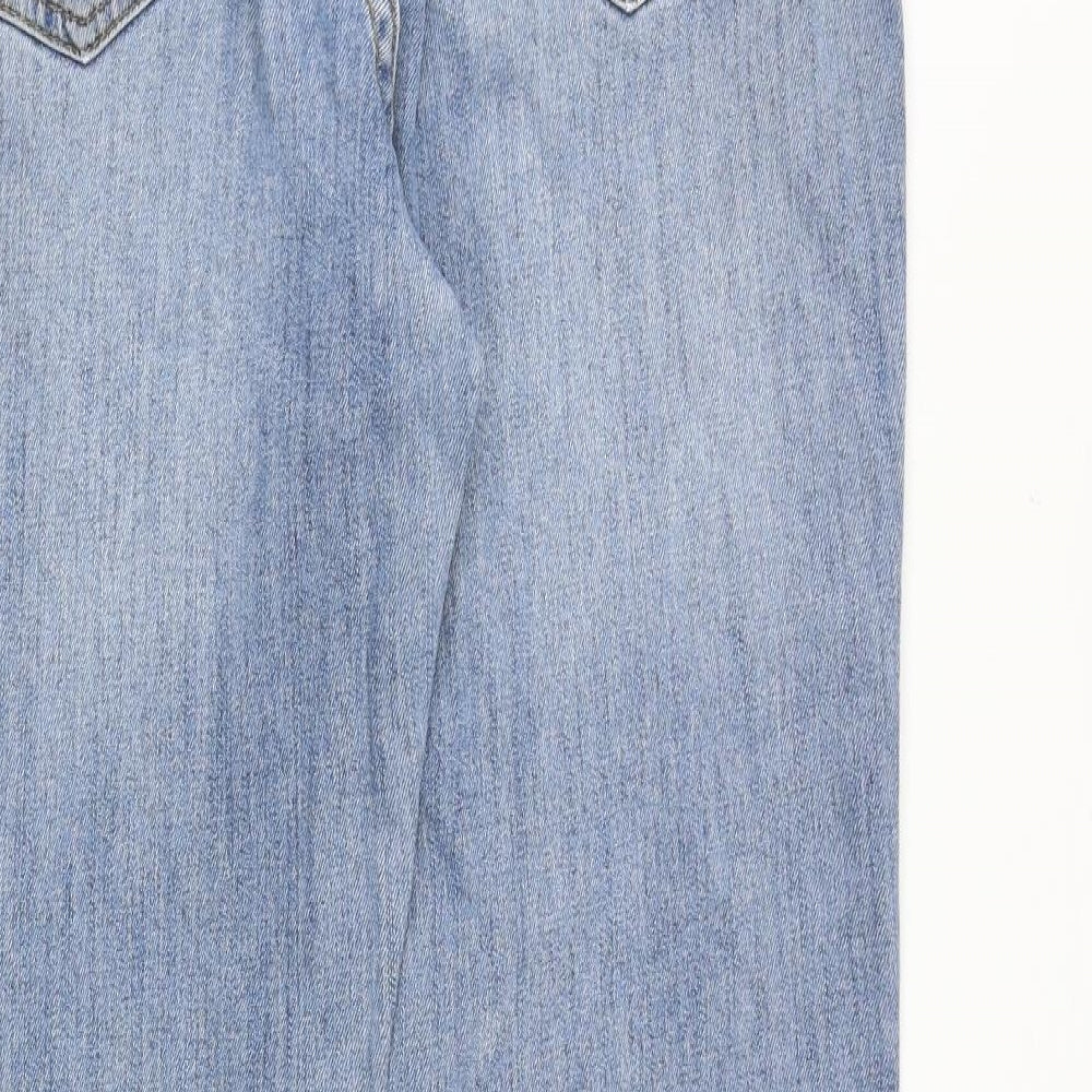 Nutmeg Womens Blue Cotton Straight Jeans Size 10 Relaxed Zip