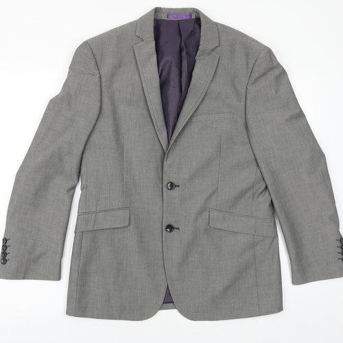 Burton Mens Grey Viscose Jacket Suit Jacket Size 38 Regular