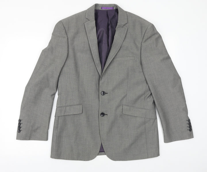 Burton Mens Grey Viscose Jacket Suit Jacket Size 38 Regular