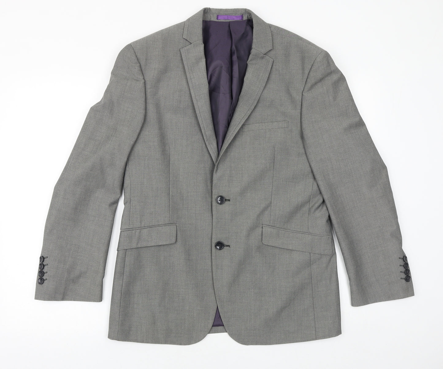 Burton Mens Grey Viscose Jacket Suit Jacket Size 38 Regular