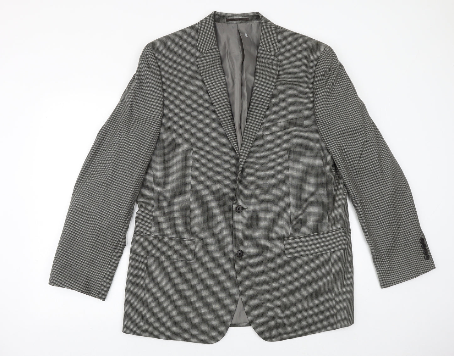 Taylor & Wright Mens Grey Geometric Polyester Jacket Suit Jacket Size 44 Regular