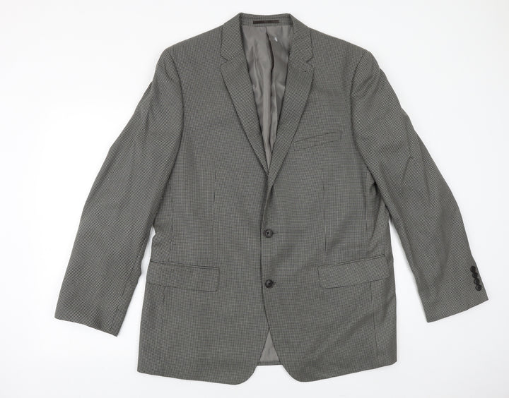 Taylor & Wright Mens Grey Geometric Polyester Jacket Suit Jacket Size 44 Regular
