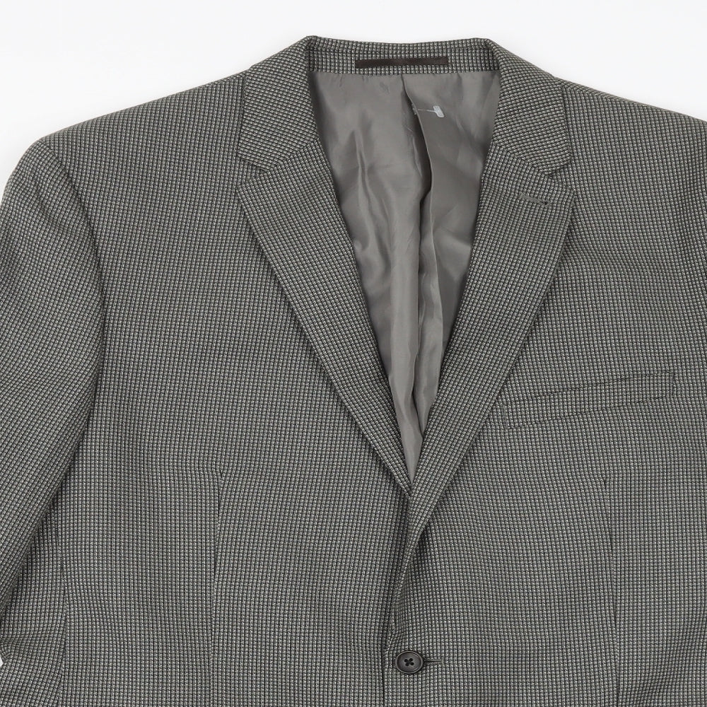 Taylor & Wright Mens Grey Geometric Polyester Jacket Suit Jacket Size 44 Regular