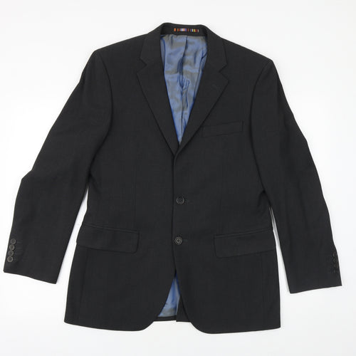 River Island Mens Grey Wool Jacket Suit Jacket Size 38 Regular
