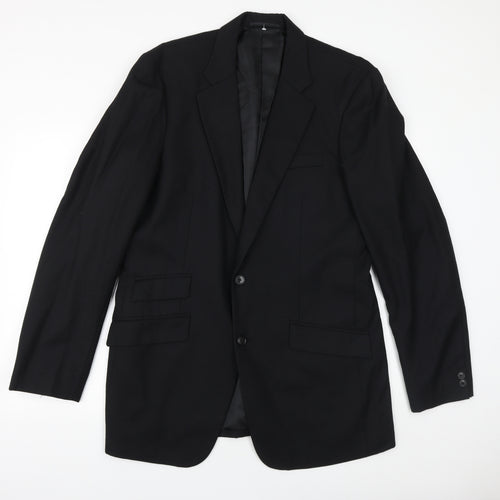 WILLIAM CHENG & SON Mens Black Wool Jacket Suit Jacket Size 40 Regular