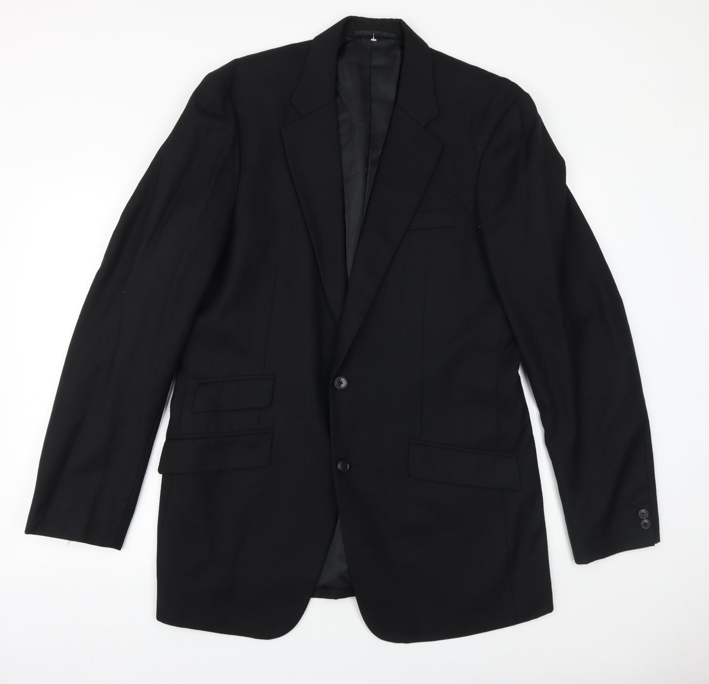 WILLIAM CHENG & SON Mens Black Wool Jacket Suit Jacket Size 40 Regular